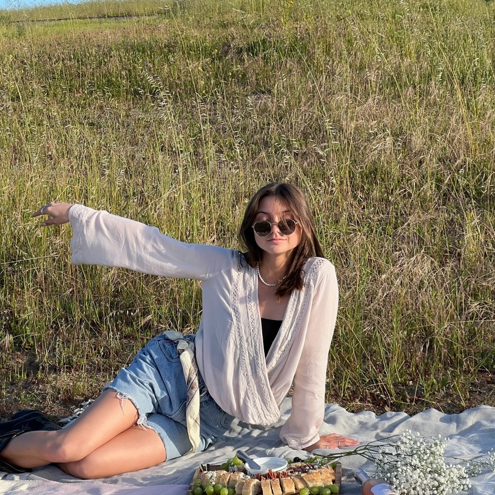 Beige Lovestitch Cross Wrap Long Sleeve Blouse